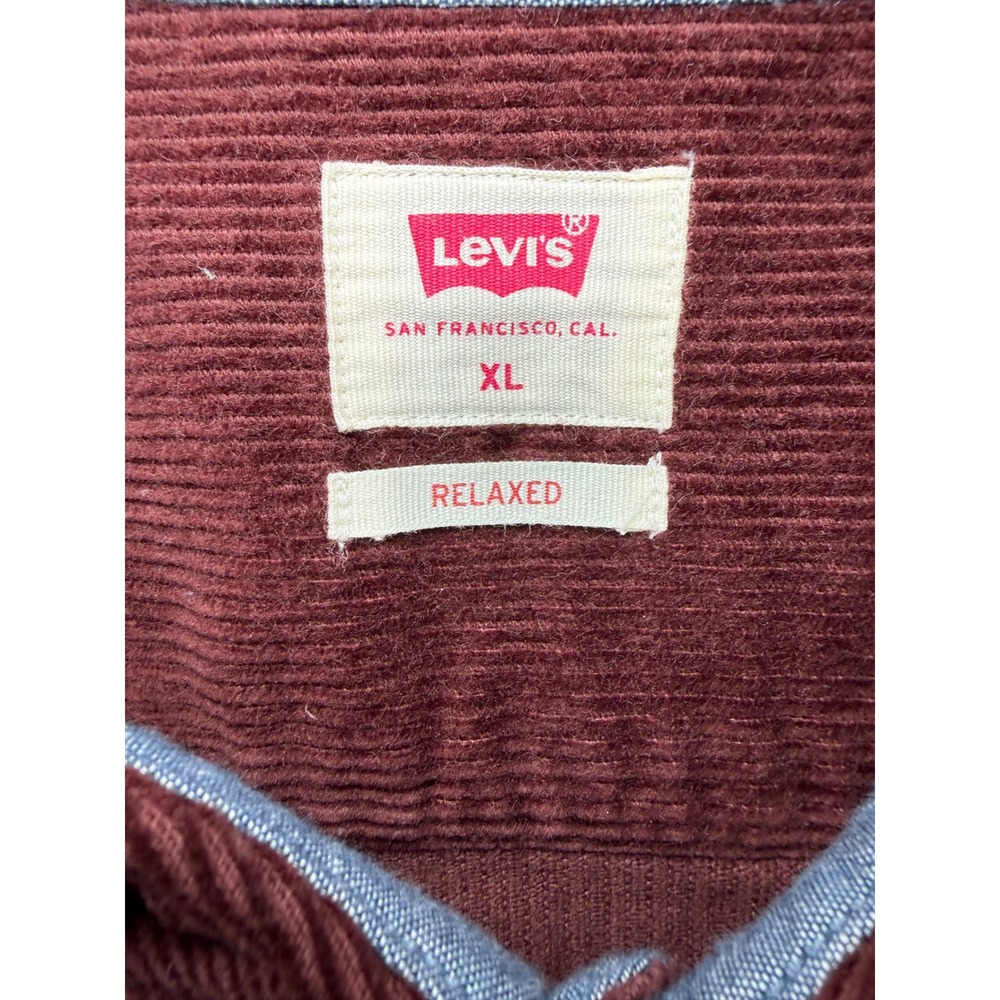 Levi's The Worker Relaxed Fit Corduroy Shirt Mens XL Burgundy NWT - Picture 2 of 9